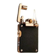 Bật lửa xăng đá chính hãng Chief cần gạt ốp da 2 mặt CF708