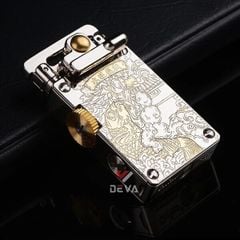 Bật lửa xăng đá chính hãng Chief cần gạt ốp da 2 mặt CF708