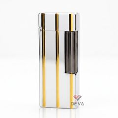 Bật Lửa Xăng Đá Calories Màu Bạc Kẻ Chìm Sọc Vàng CL05