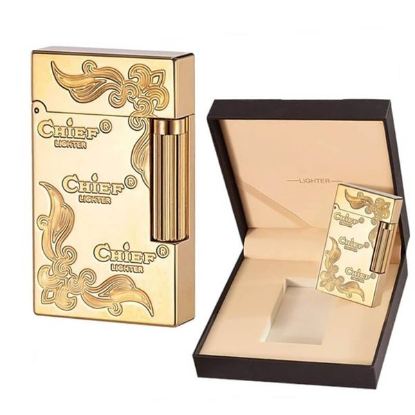 Bật lửa xăng đá chính hãng Chief khắc hoa văn CF041
