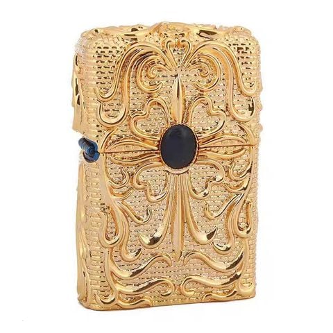 Bật lửa Chief ốp nổi hoa văn gắn đá quý CF1024