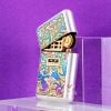 Bật lửa xăng đá chính hãng Zorro dáng nhỏ sơn hoa văn cổ điển Z790