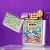 Bật lửa xăng đá chính hãng Zorro dáng nhỏ sơn hoa văn cổ điển Z790