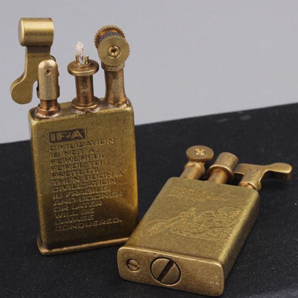 Bật lửa xăng đá đồng khối kiểu cổ xưa Jifeng JF-006