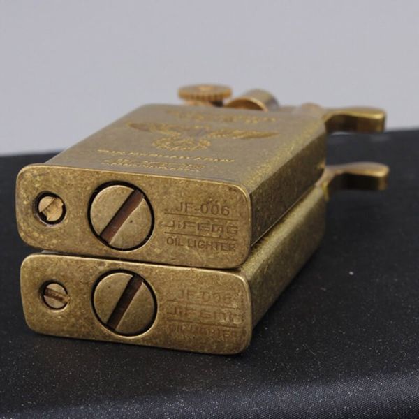 Bật lửa xăng đá đồng khối kiểu cổ xưa Jifeng JF-006