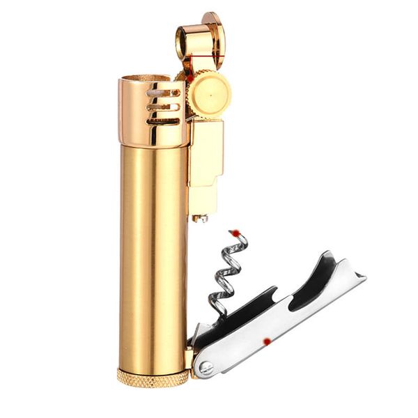 Bật lửa xăng đá Derui kèm bộ dụng cụ mở nắp rượu DR518