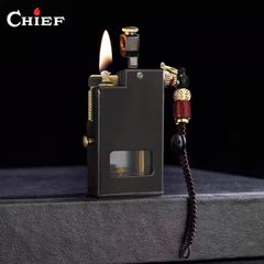 Bật lửa xăng đá chính hãng Chief có móc treo bình xăng lộ thiên kèm chốt bơm CF706