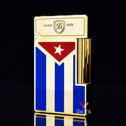 Dupont Xăng Đá Sơn Mài Hoạ Tiết Lá Cờ Cuba D102-DX