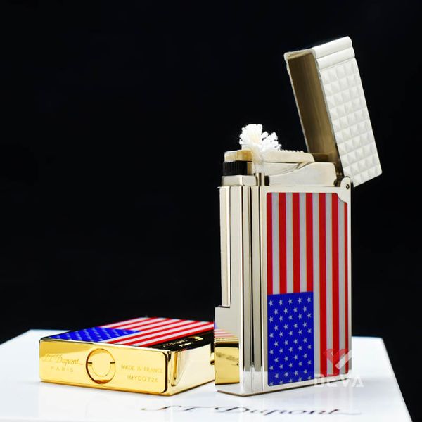 Dupont Xăng Đá 1 Lỗ Sơn Mài Chủ Đề Lá Cờ Mỹ DX09