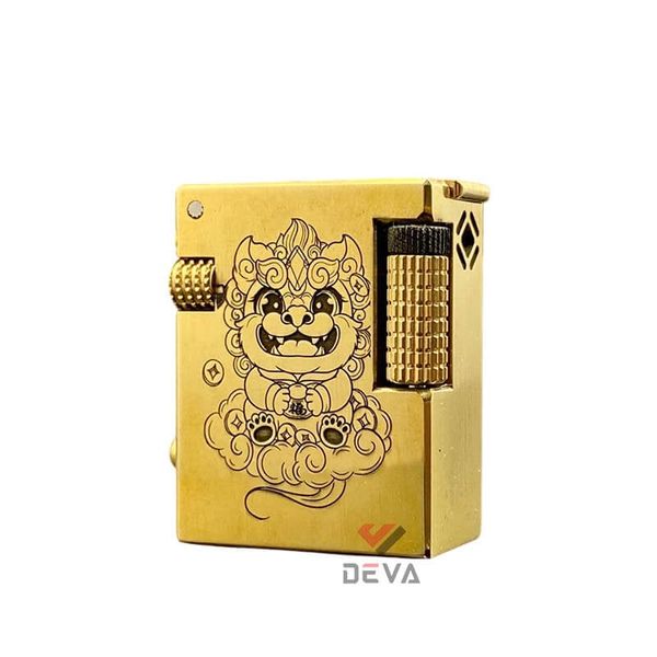 Bật lửa xăng đá thủ công đồng nguyên khối có móc khoá TC03