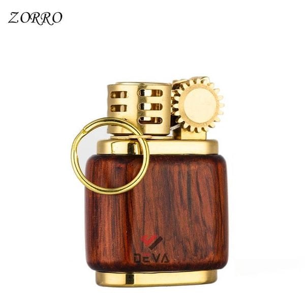 Bật lửa xăng đá chính hãng Zorro đồng nguyên khối bọc gỗ Z588G
