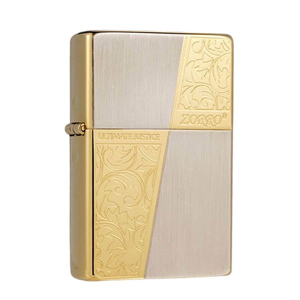 Bật Lửa Zorro Vân Xước Kẻ Chéo Hoa Văn Venetian Mạ Vàng Z91770