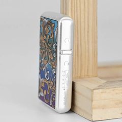 Bật lửa xăng đá chính hãng Zorro dáng nhỏ sơn hoa văn cổ điển Z790