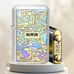 Bật lửa xăng đá chính hãng Zorro dáng nhỏ sơn hoa văn cổ điển Z790