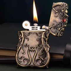 Bật lửa xăng độc lạ rồng nhả ngọc đỏ Zorro Z610