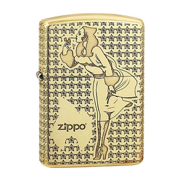 Zippo Armor Khắc Hình Cố Gái Windy Windproof ZN19