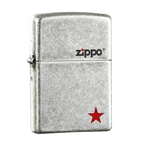 Zippo Bạc Bụi Khắc Ngôi Sao Đỏ ZK85
