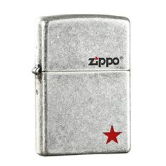 Zippo Bạc Bụi Khắc Ngôi Sao Đỏ ZK85