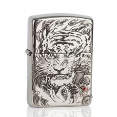 Zippo Bạc Khối Armor Khắc Chủ Đề Mãnh Hổ BK83