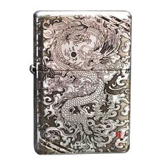 Zippo Bạc Khối Vintage Chặt Góc Khắc Rồng Mây BK72