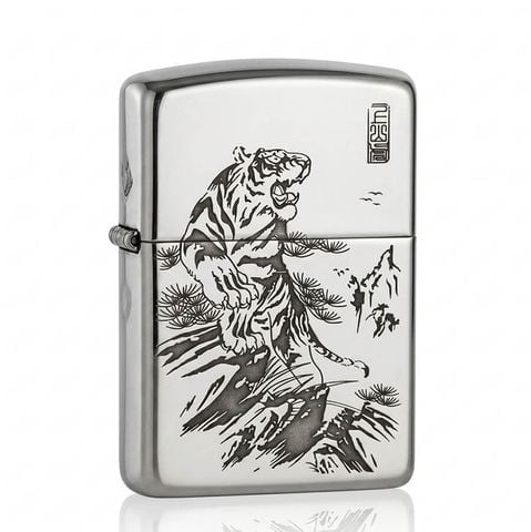 Zippo Bạc Khối Armor Khắc Chúa Sơn Lâm BK12