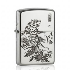 Zippo Bạc Khối Armor Khắc Chúa Sơn Lâm BK12