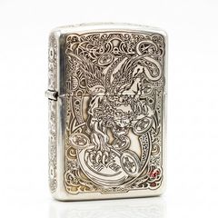 Zippo Bạc Khối Armor Khắc Kỳ Lân Các Mặt BK18