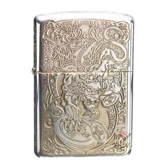 Zippo Bạc Khối Khắc Kỳ Lân Các Mặt BK08