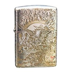 Zippo Bạc Khối Khắc Hình Phượng Hoàng Hồi Sinh BK22