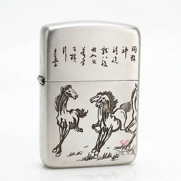Zippo Bạc Khối Tái Bản 1941 Đàn Ngựa Mã Đáo Thành Công BK24