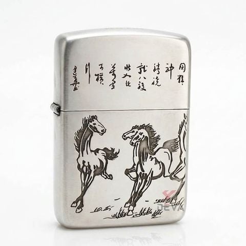 Zippo Bạc Khối Tái Bản 1941 Đàn Ngựa Mã Đáo Thành Công BK24