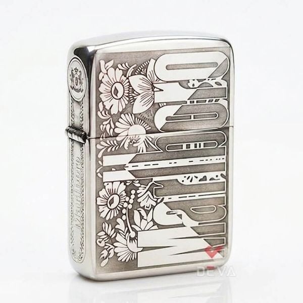 Zippo Bạc Khối Tái Bản 1941 Khắc Chủ Đề Thương Hiệu Marlboro BK54