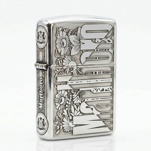 Zippo Bạc Khối Armor Khắc Marlboro BK09