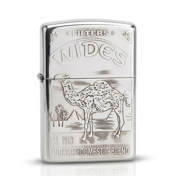 Zippo Bạc Khối Khắc Hoạ Chủ Đề Thương Hiệu Camel BK43