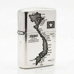 Zippo Bạc Khối Armor Khắc Bản Đồ Việt Nam BK81