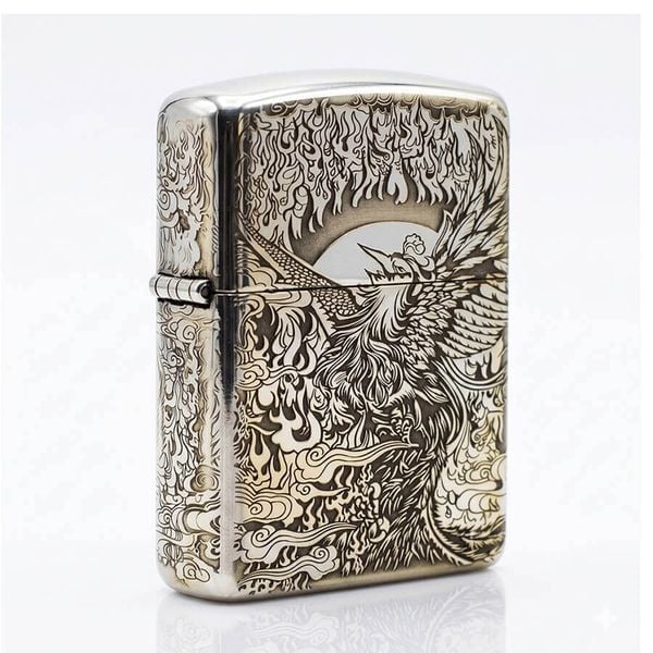 Zippo Bạc Khối Armor Khắc Phượng Hoàng Bất Tử BK65
