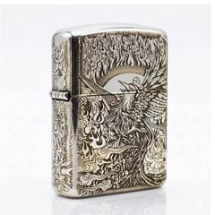 Zippo Bạc Khối Armor Khắc Phượng Hoàng Bất Tử BK65