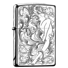 Zippo Bạc Khối Hoa Văn Hình Cô Gái Sexy BK25