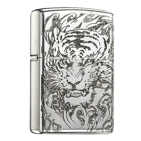 Zippo Bạc Khối Armor Khắc Chủ Đề Mãnh Hổ BK83