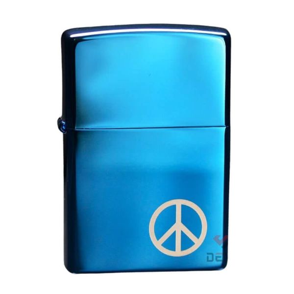 Zippo Xanh Bóng In Biểu Tượng Hòa Bình Peace On Side Z100
