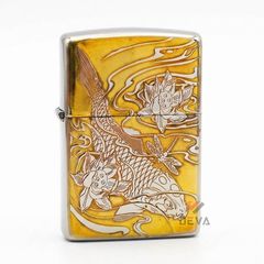 Zippo Khắc Sâu Cá Chép Trong Đầm Sen ZK115