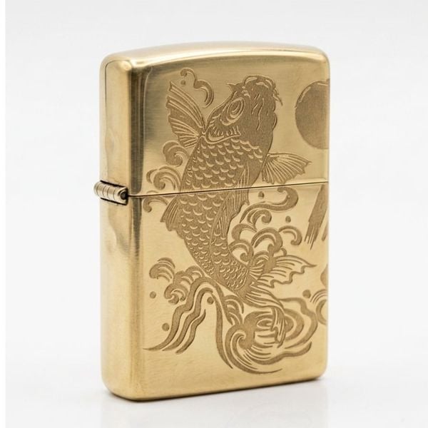 Zippo Khắc Sâu Cá Chép Trong Đầm Sen ZK115