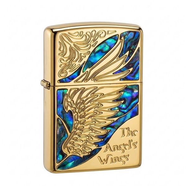 Zippo Khảm Trai Khắc Đôi Cánh Thiên Thần The Angel's Wings ZN57