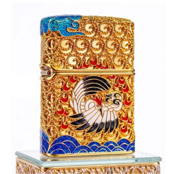 Zippo Bọc Lưới Mạ Vàng Chủ Đề Tiên Hạc ZN290