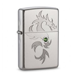 Zippo Satin Khắc Rồng Thần Đính Đá ZN70