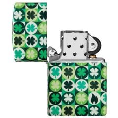 Zippo cỏ 4 lá Clover phát quang Z195