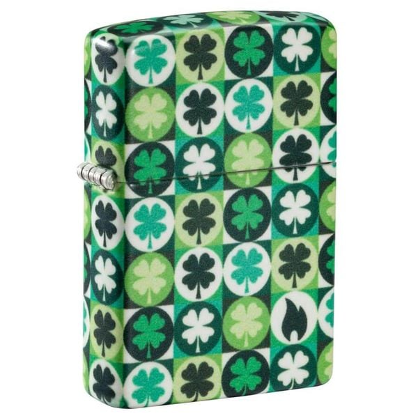 Zippo cỏ 4 lá Clover phát quang Z195