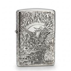 Zippo Bạc Khối Khắc Hình Phượng Hoàng Hồi Sinh BK22