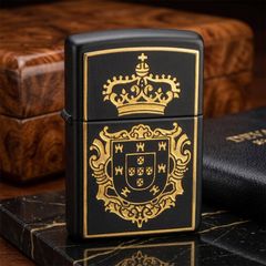 Zippo 1996 Emblem Vương Miện – Mạ Vàng Gold Plated Bản Hoàng Gia Sang Trọng C05