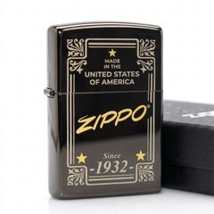 Zippo Đen Khắc Khung Thương Hiệu Zippo Framed Design Z182